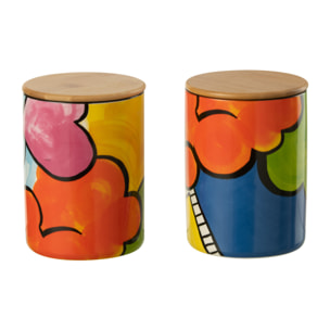J-Line pot de conservation Pop Art - porcelaine - mix - 2 pcs