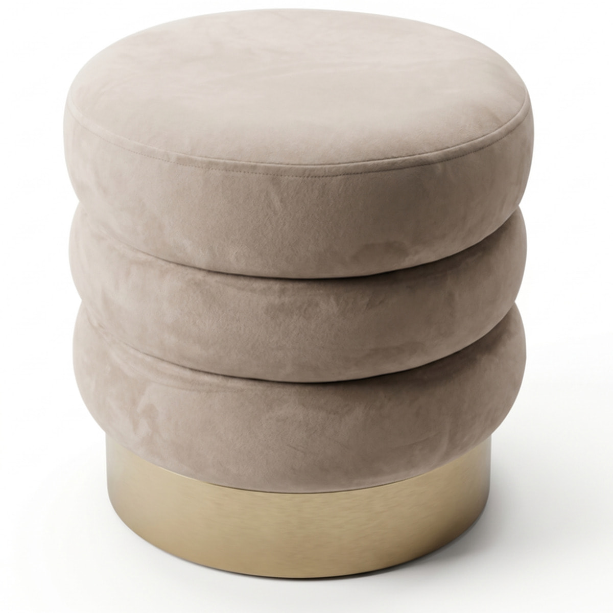 Pouf rotondo in velluto con base oro Ø38x38 cm, sgabello imbottito design moderno elegante, seduta decorativa per salotto camera da letto ingresso cabina armadio, pouf velvet con struttura resistente fino a 100 kg
