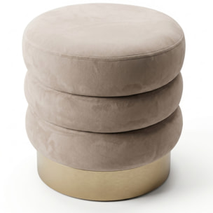 Pouf rotondo in velluto con base oro Ø38x38 cm, sgabello imbottito design moderno elegante, seduta decorativa per salotto camera da letto ingresso cabina armadio, pouf velvet con struttura resistente fino a 100 kg