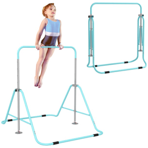 Barra de Gimnasia Artística, Barra Horizontal Plegable, Altura Ajustable, Equipo de Gimnasia para Entrenamiento en Casa, para Niños y Niñas, Azul Celeste