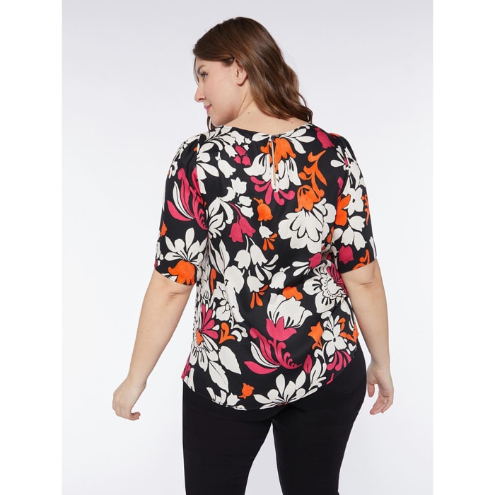 Fiorella Rubino - Blusa floral de viscosa - Negro