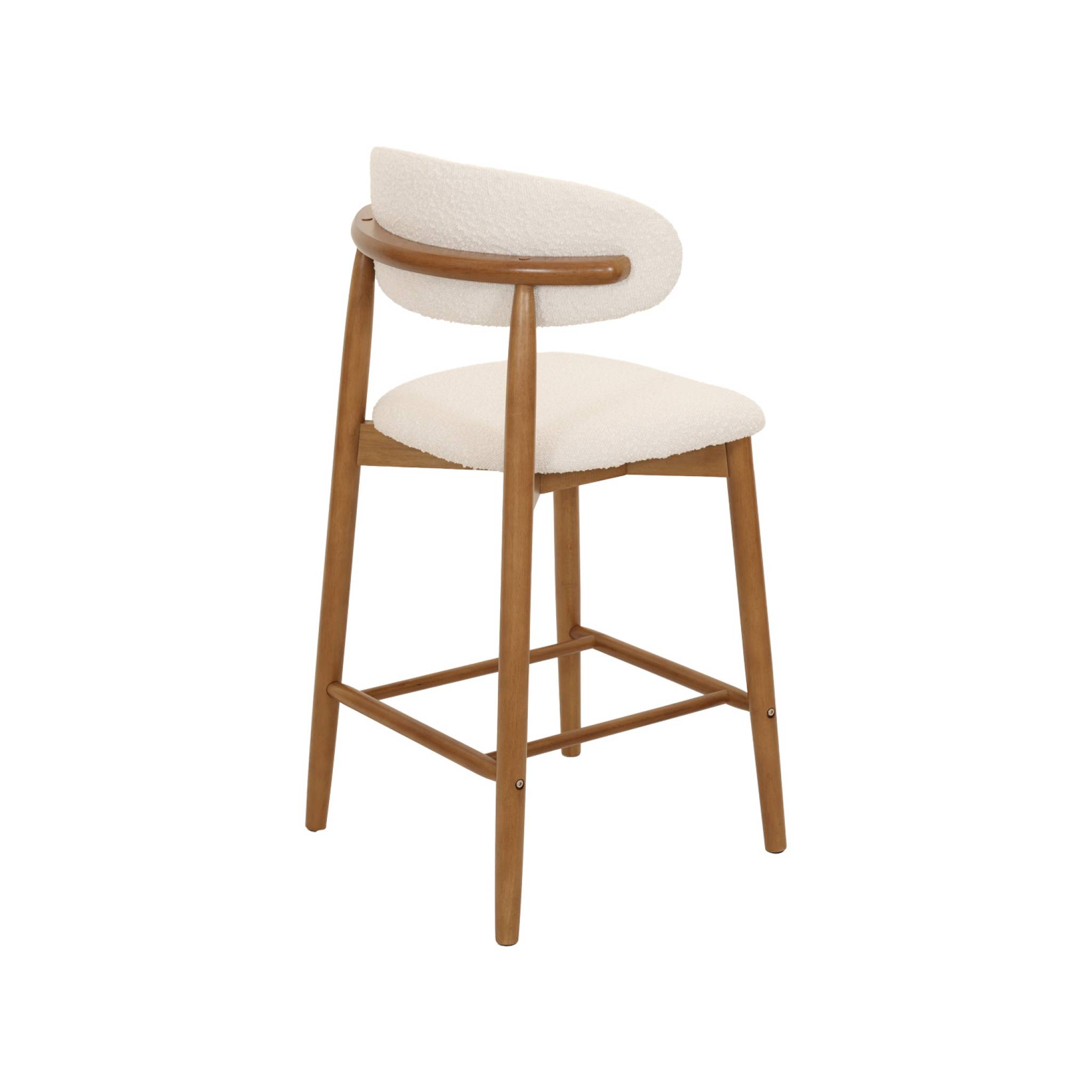Tabouret de bar bois d'hévéa et tissu bouclette (lot de 2)  PAOLA
