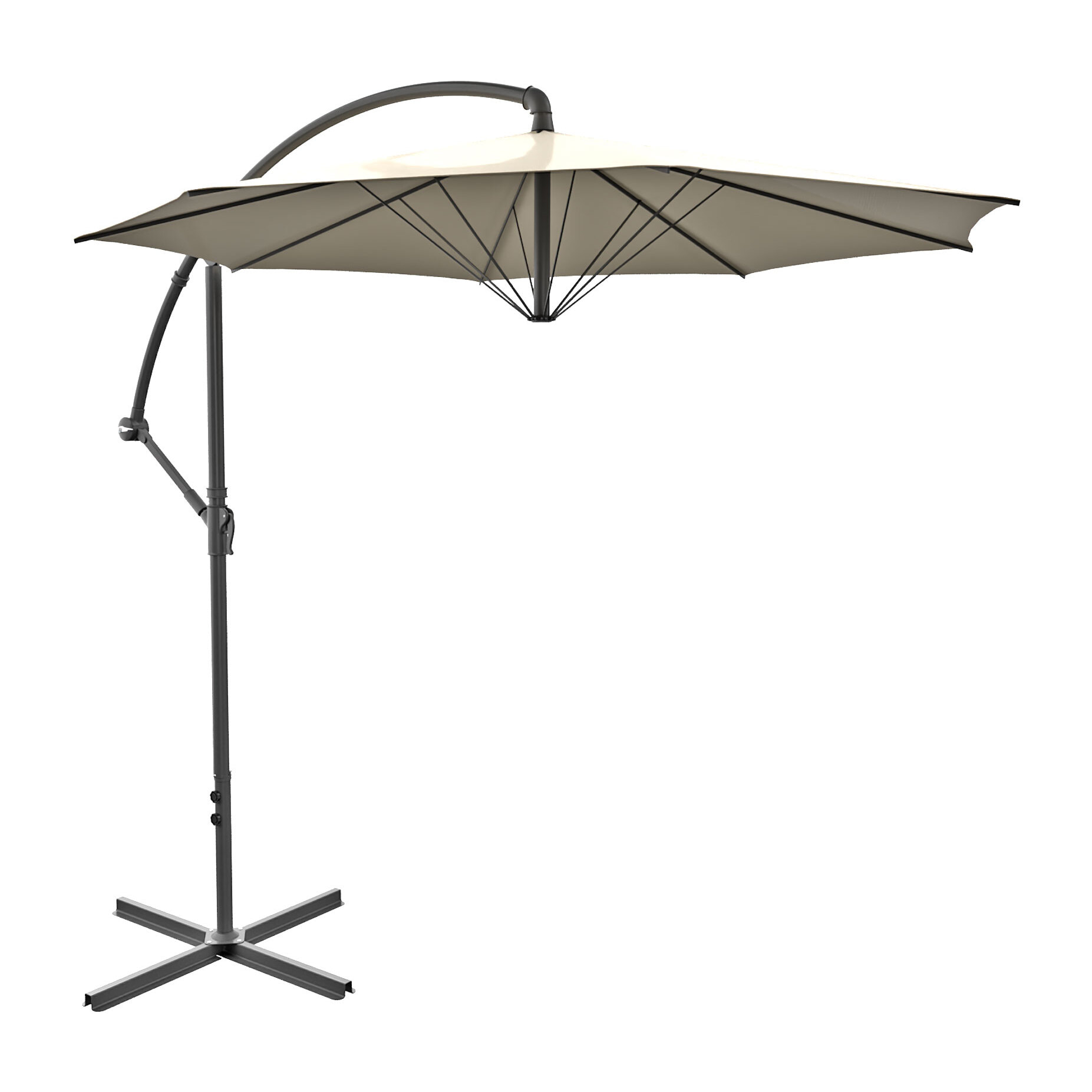 Stadia - Ombrellone da giardino decentrato ø 300 cm con palo in acciaio H250 cm beige