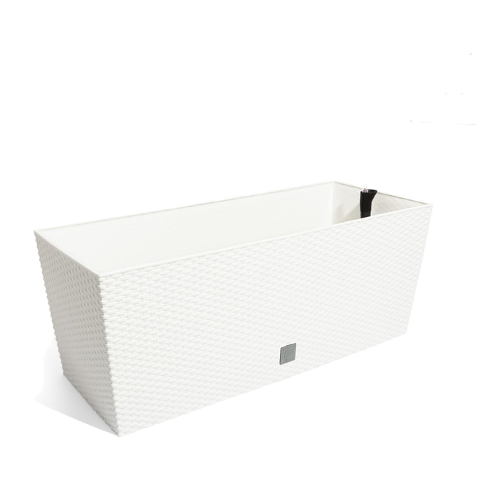 Jardinera rectangular con autorriego color blanco