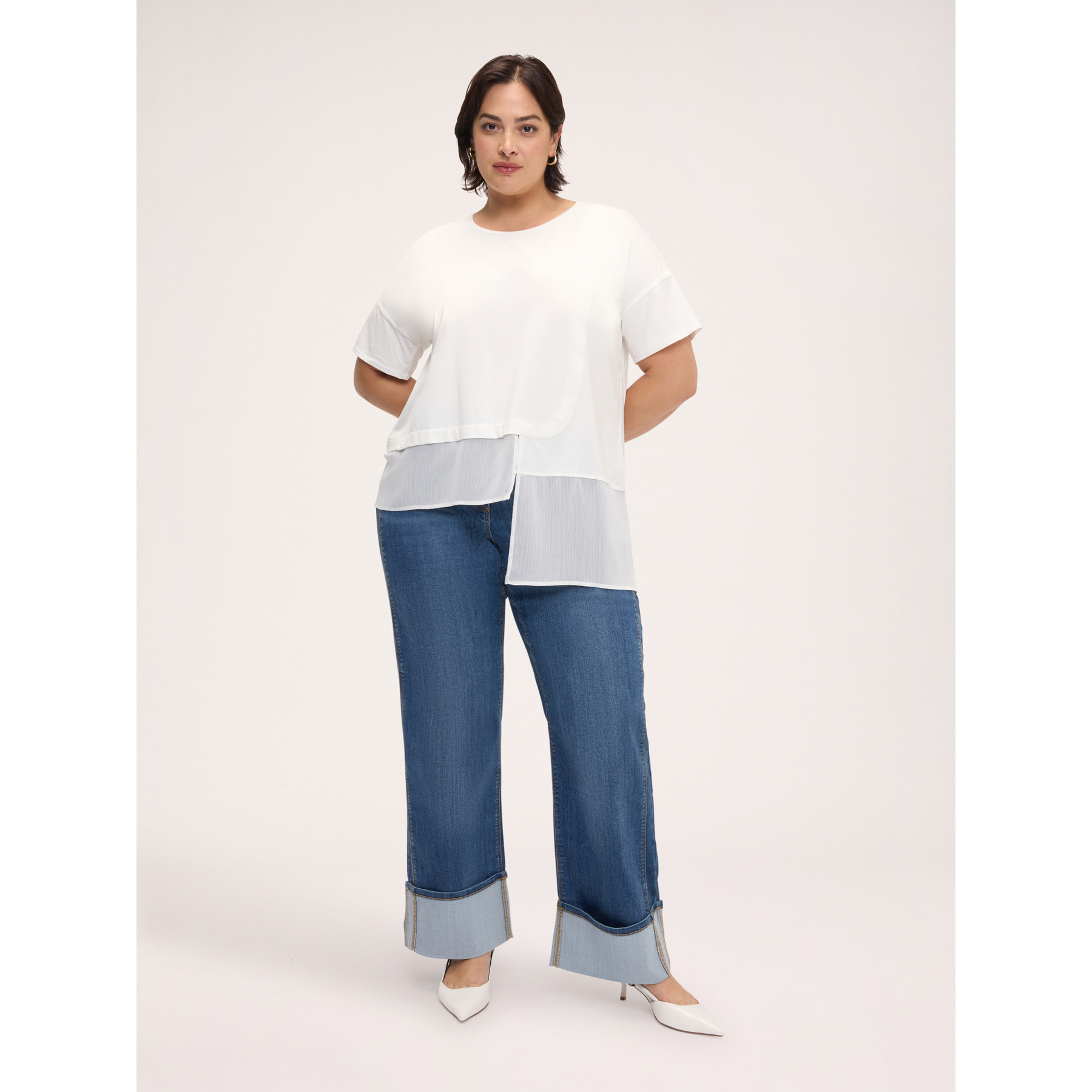 Fiorella Rubino - T-shirt con inserto asimmetrico - Bianco