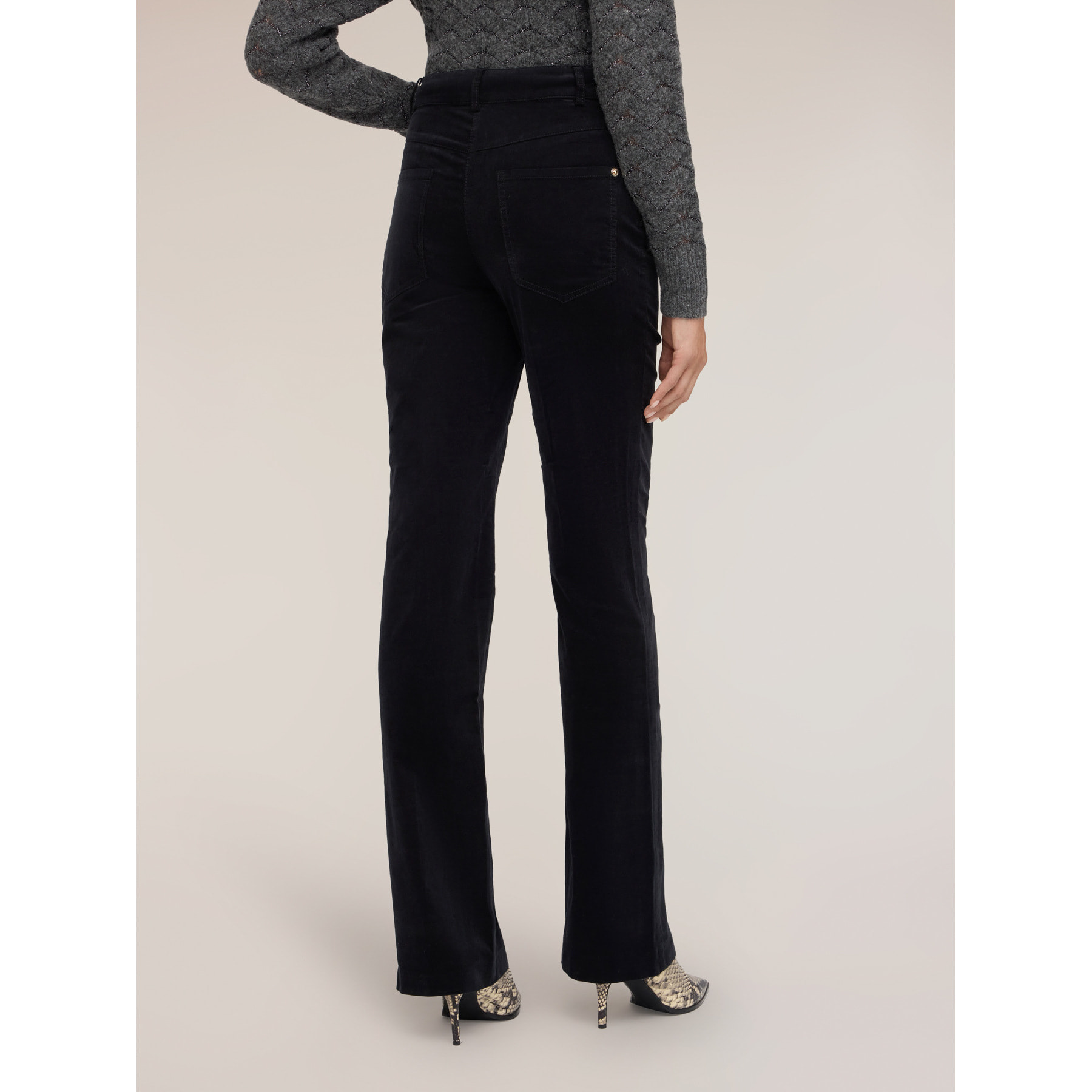 Motivi - Pantaloni flare in velluto a coste - Nero