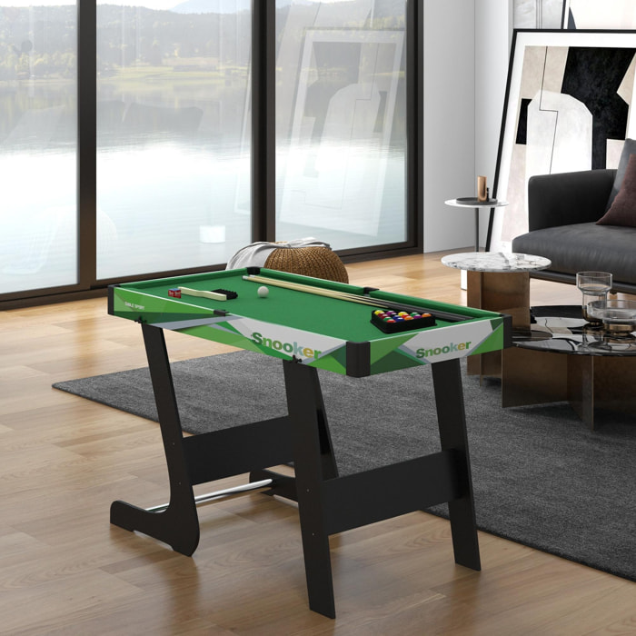 Mini table de billard pliable avec accessoires - dim. 104L x 55,5l x 68H cm - acier MDF noir vert