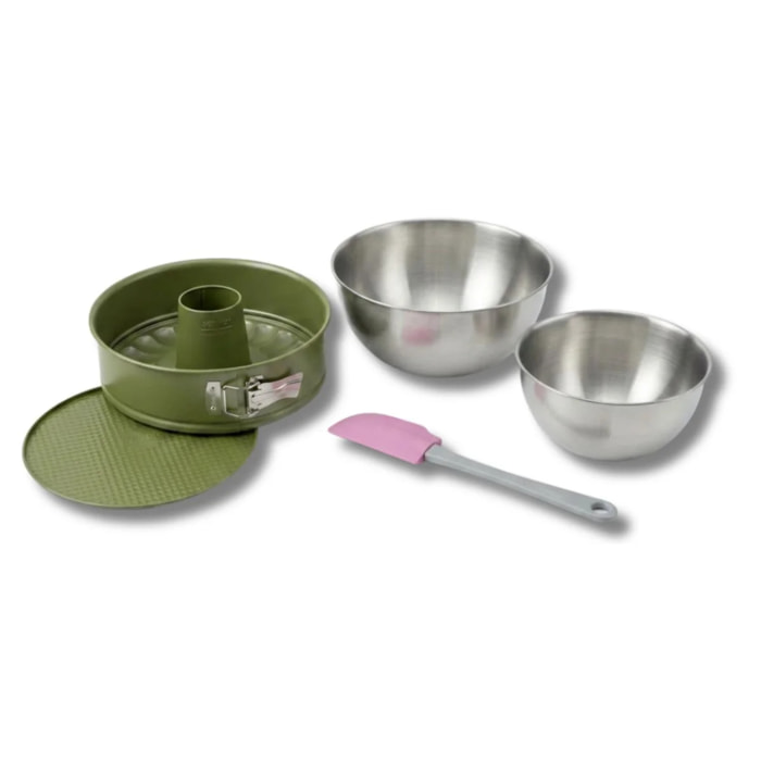 Set de 4 ustensiles de pâtisserie moule à gâteaux bol de mixage et spatule Zenker Green Vision