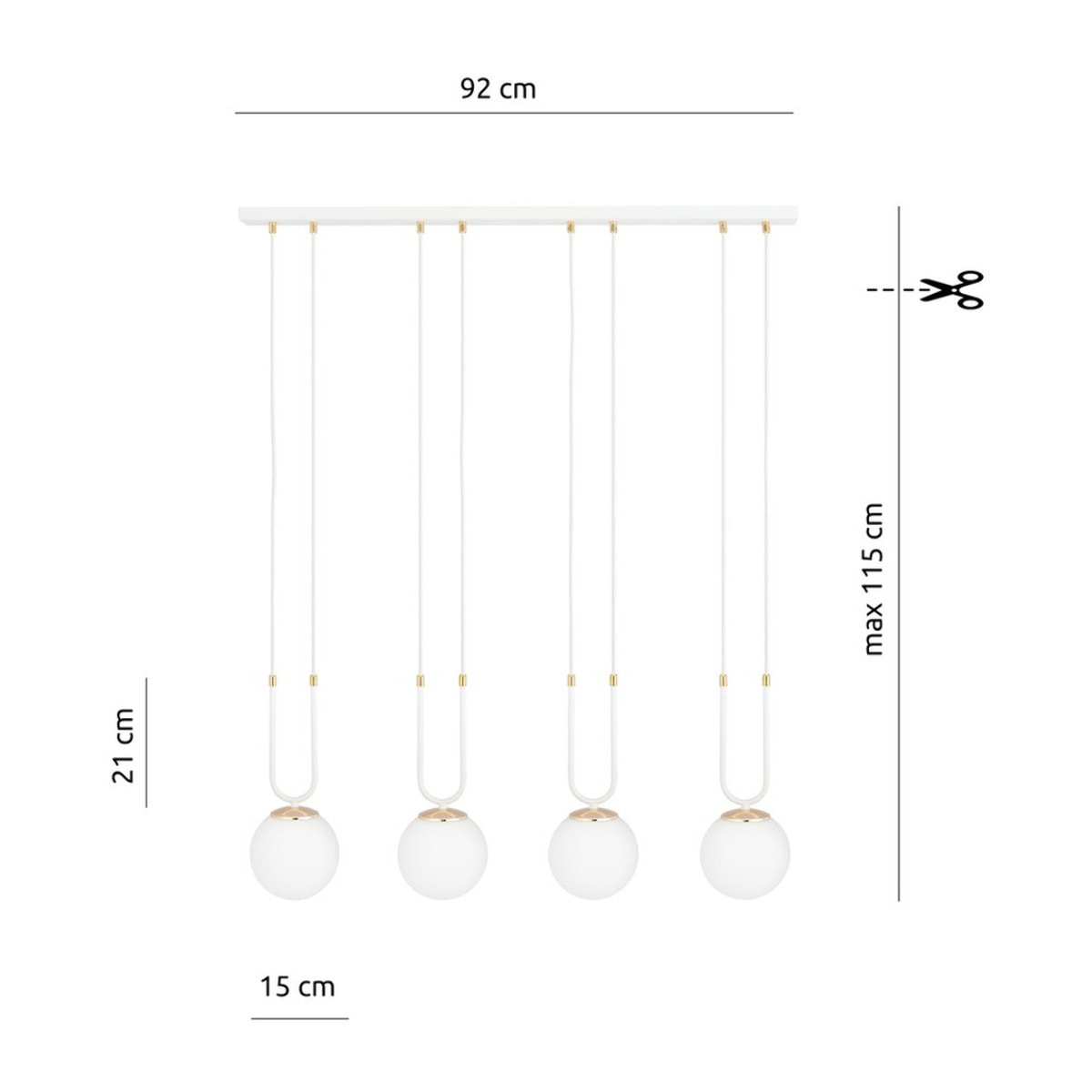 Lampada a sospensione GLAM in acciaio bianco opaco e oro