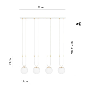 Lampada a sospensione GLAM in acciaio bianco opaco e oro