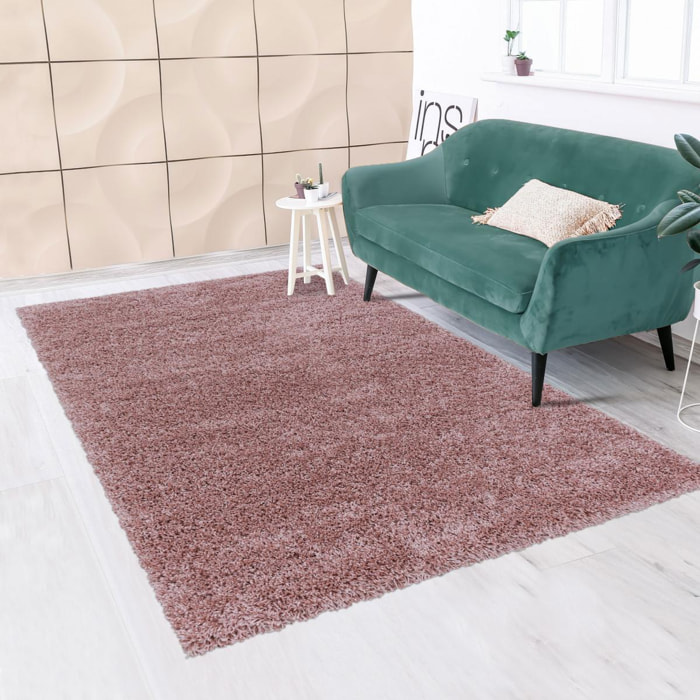 Tapis poils longs shaggy tissé motif uni RIBI