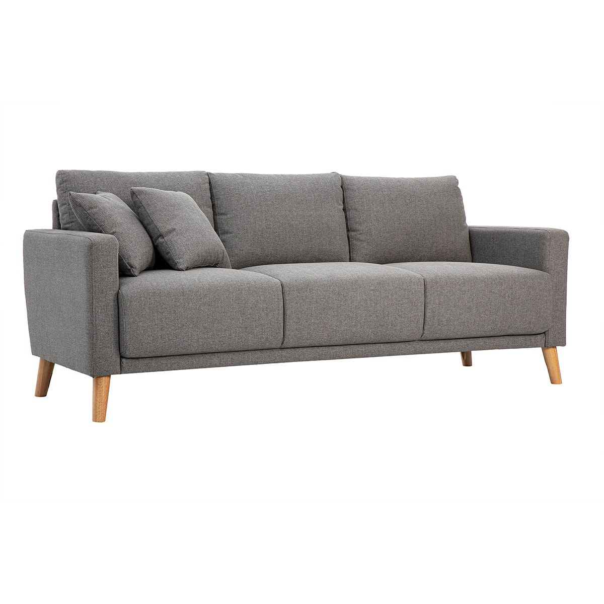Canapé 3 places en tissu gris et bois clair MUNIK
