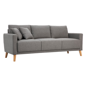 Canapé 3 places en tissu gris et bois clair MUNIK