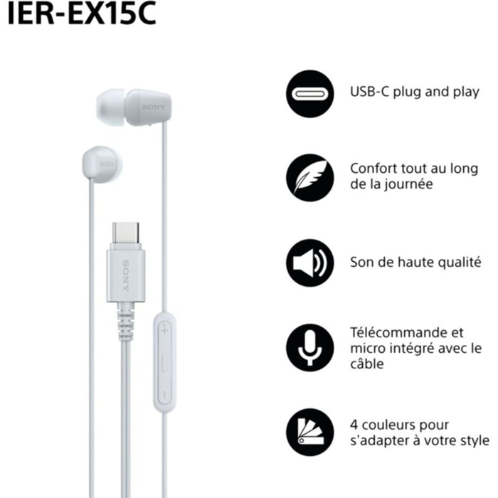 Ecouteurs SONY IER EX15C Blanc