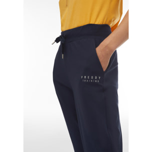 Pantaloni donna in heavy jersey stretch fondo a polsino