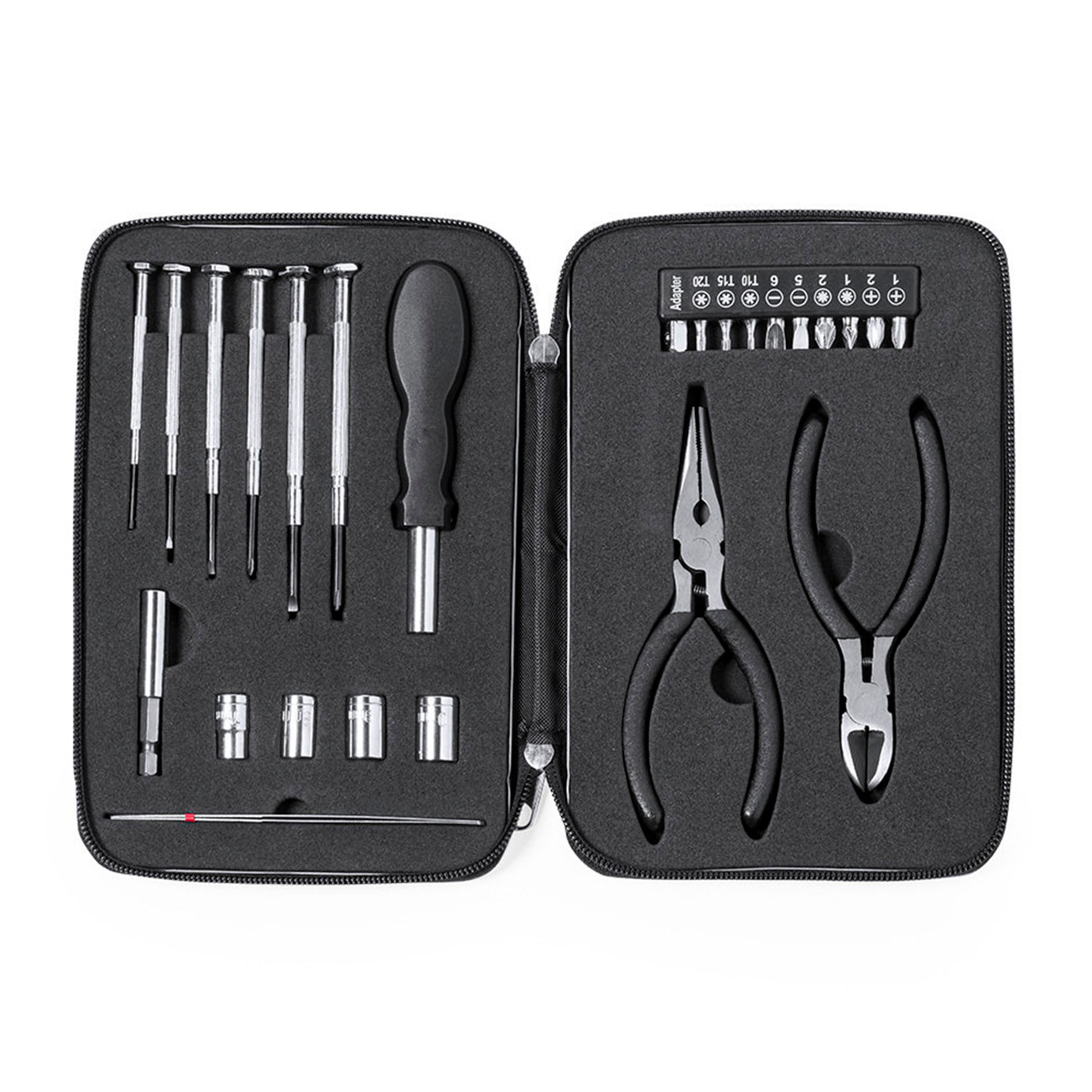 Set di attrezzi Ambery con 25 accessori in custodia di alluminio.