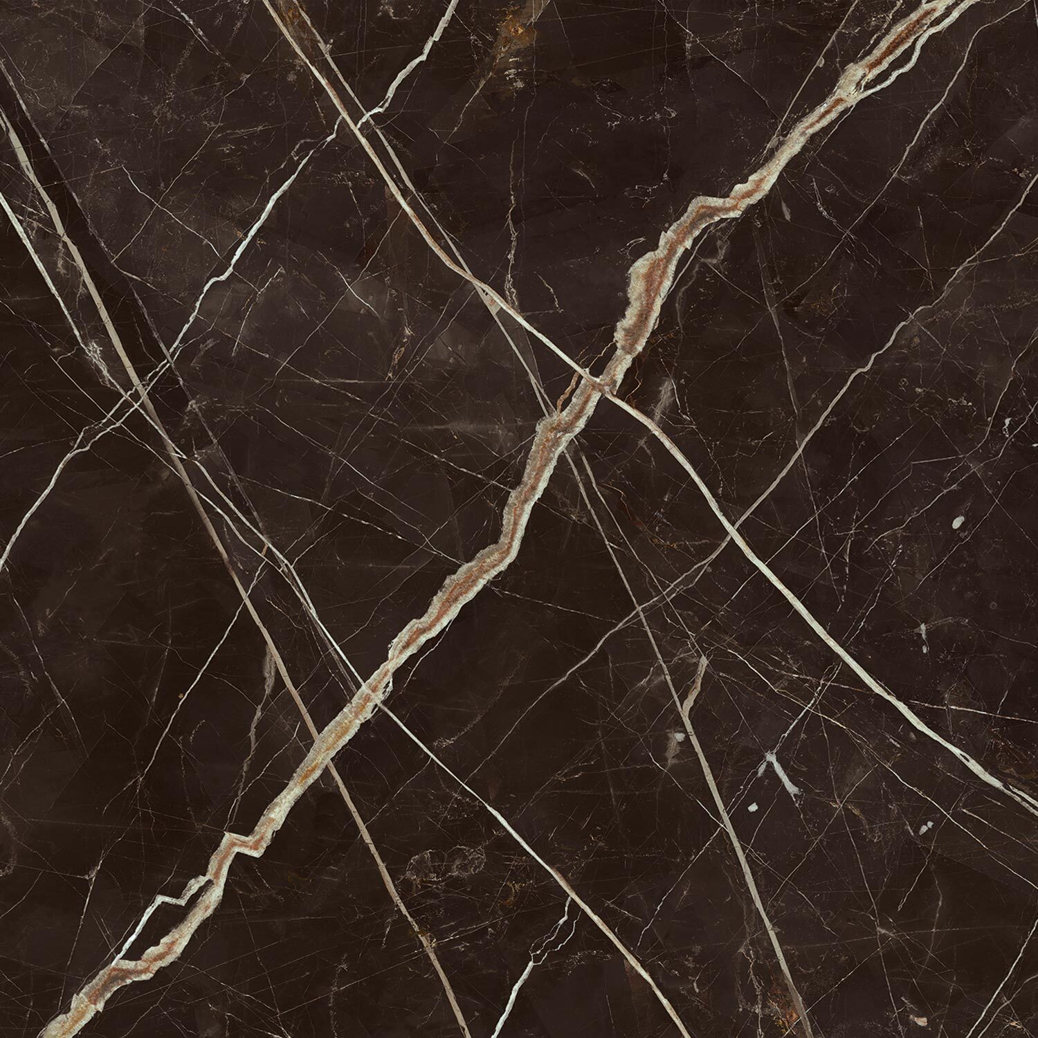 MADIA AUREA 3 ANTE - STRUTTURA NOCE CANALETTO, GRIGIO CARBONE, ANTA VETRO STAMPATO CALCATTA BLACK