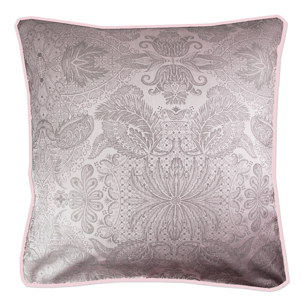 Taie d'oreiller satin de coton jacquard Isaphire Lit Diamant Rose