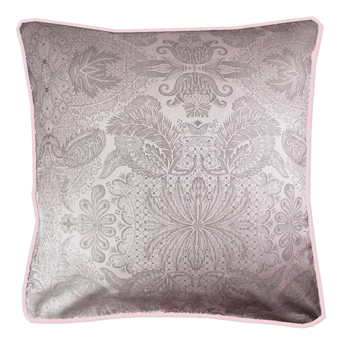 Taie d'oreiller satin de coton jacquard Isaphire Lit Diamant Rose