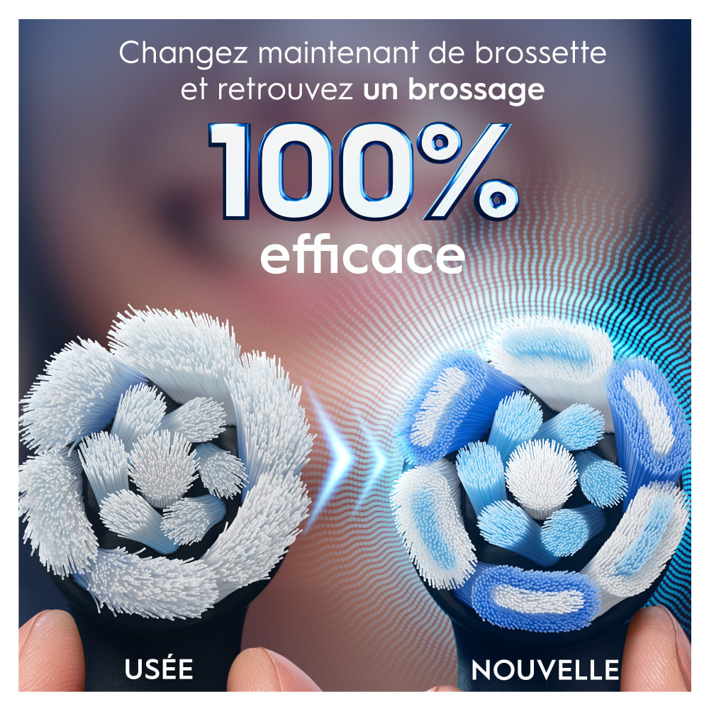 Oral-B Série iO Ultimate Clean Noir, Brossettes rondes Authentiques, Brins CrissCross, Élimination de la plaque dentaire, 6
