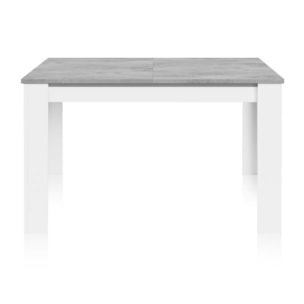 Mesa de comedor extensible Danna Blanco Artik (Blanco Mate) - Gris Cemento