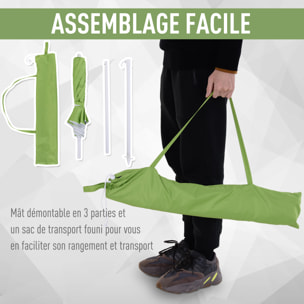 Parasol inclinable octogonal de plage Ø 150 cm tissu polyester haute densité anti-UV mât démontable sac de transport inclus vert