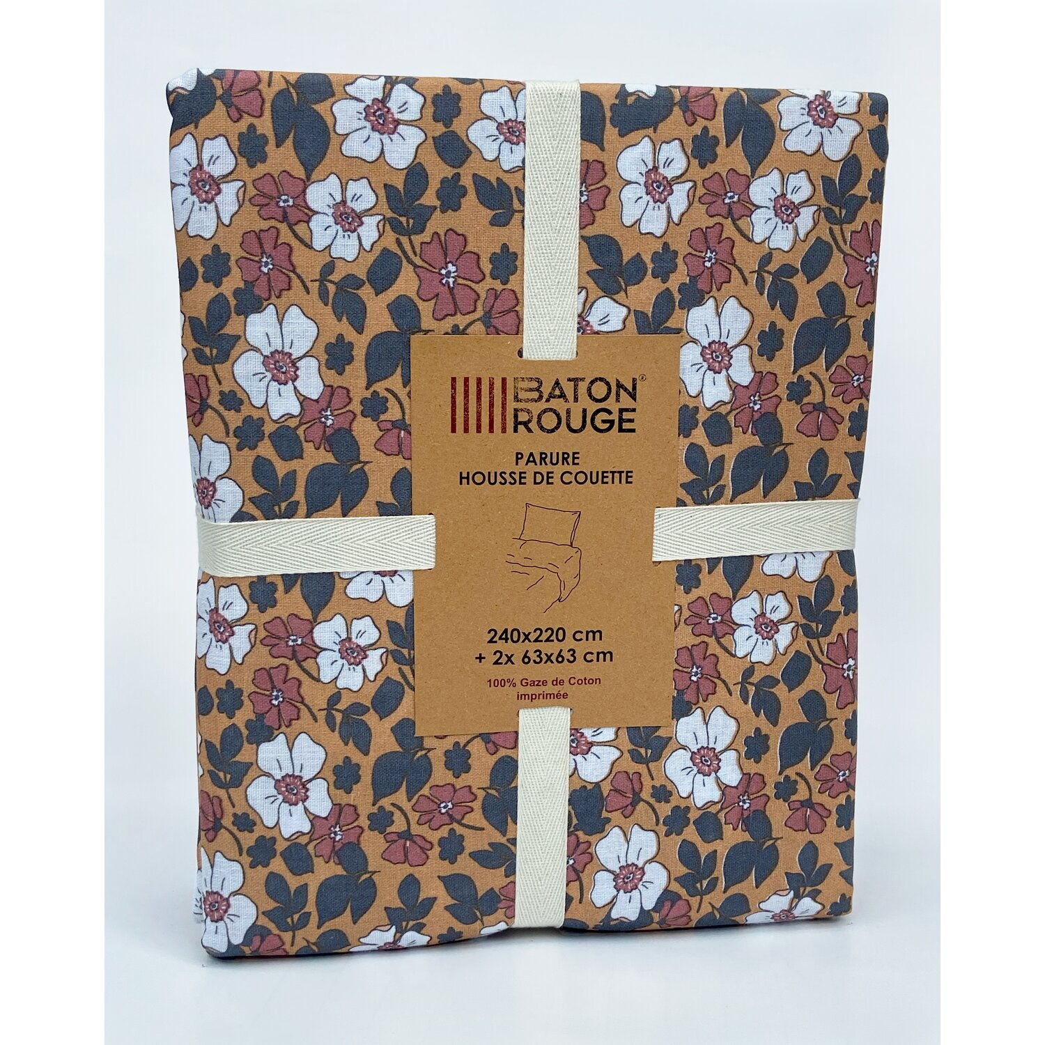 Parure housse de couette imprimé 100% gaze de coton - verone