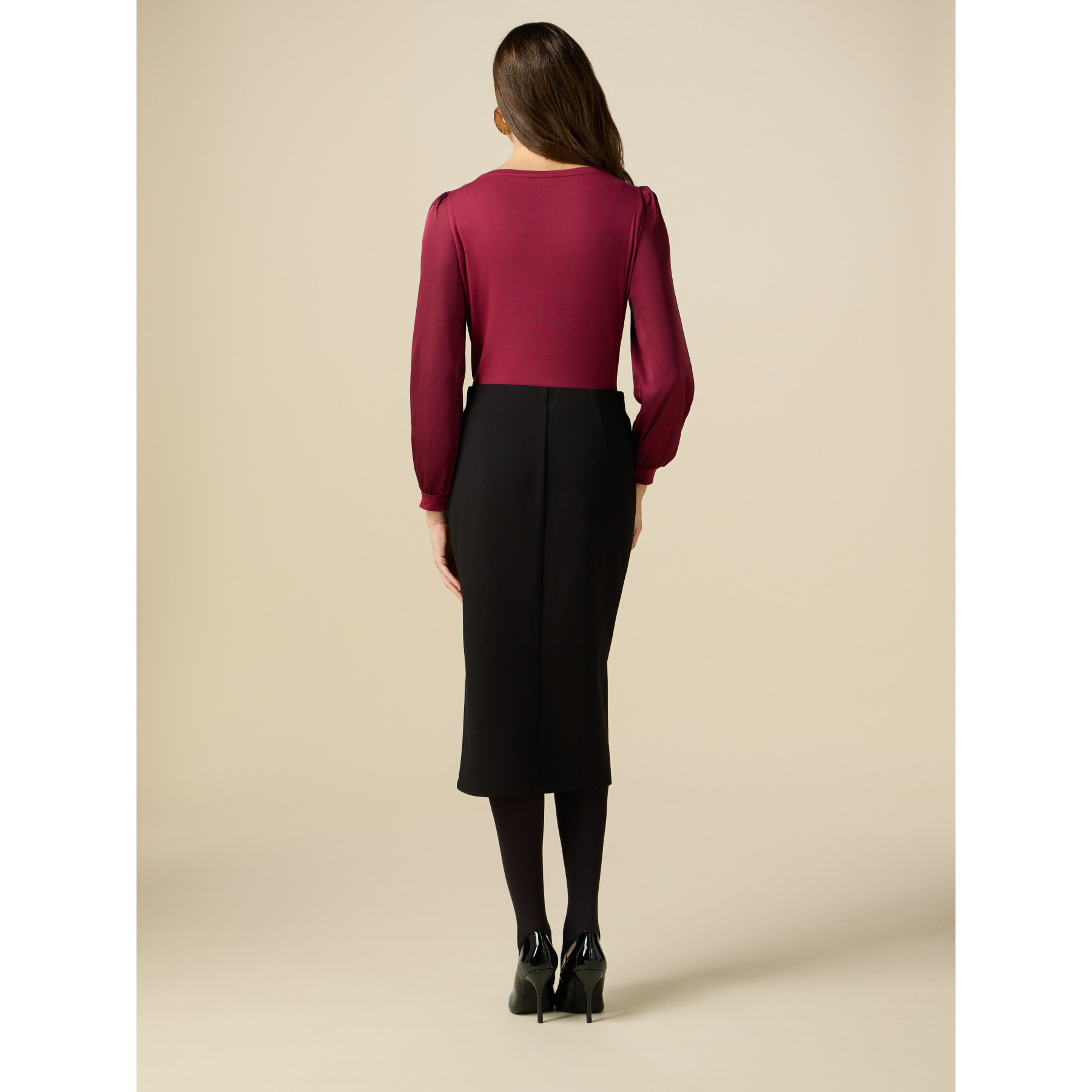 Oltre - Milanese stitch pencil skirt - Negro