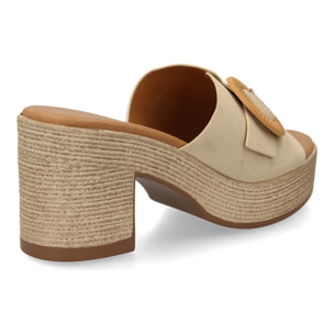 Zueco de tacon comodos y elegantes diseño moderno con hebilla decorativa