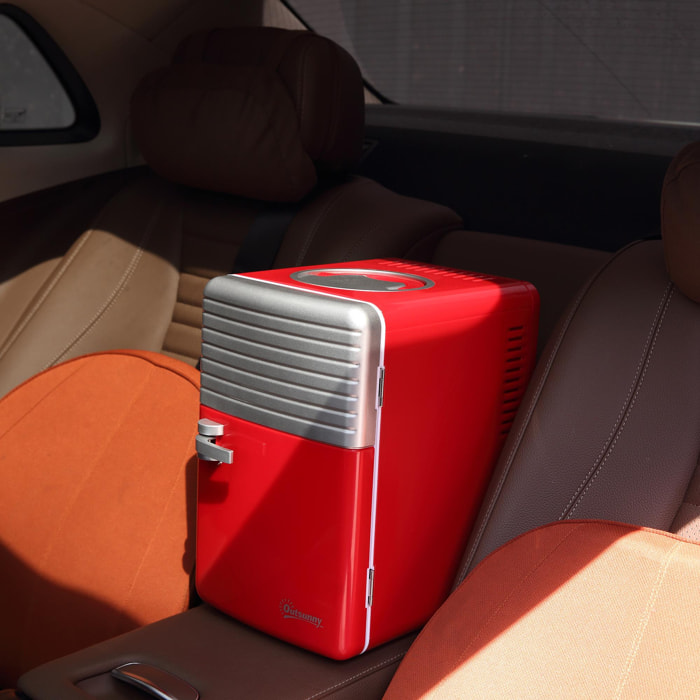 Mini réfrigérateur portable 2 en 1 froid chaud 6 L AC 220-240 V DC 12 V rouge