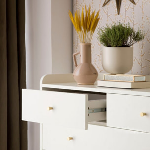 Commode Berna -panneau de mdf et laqué blanc-couleur laqué blanc mat 100 x 110 x 45 cm