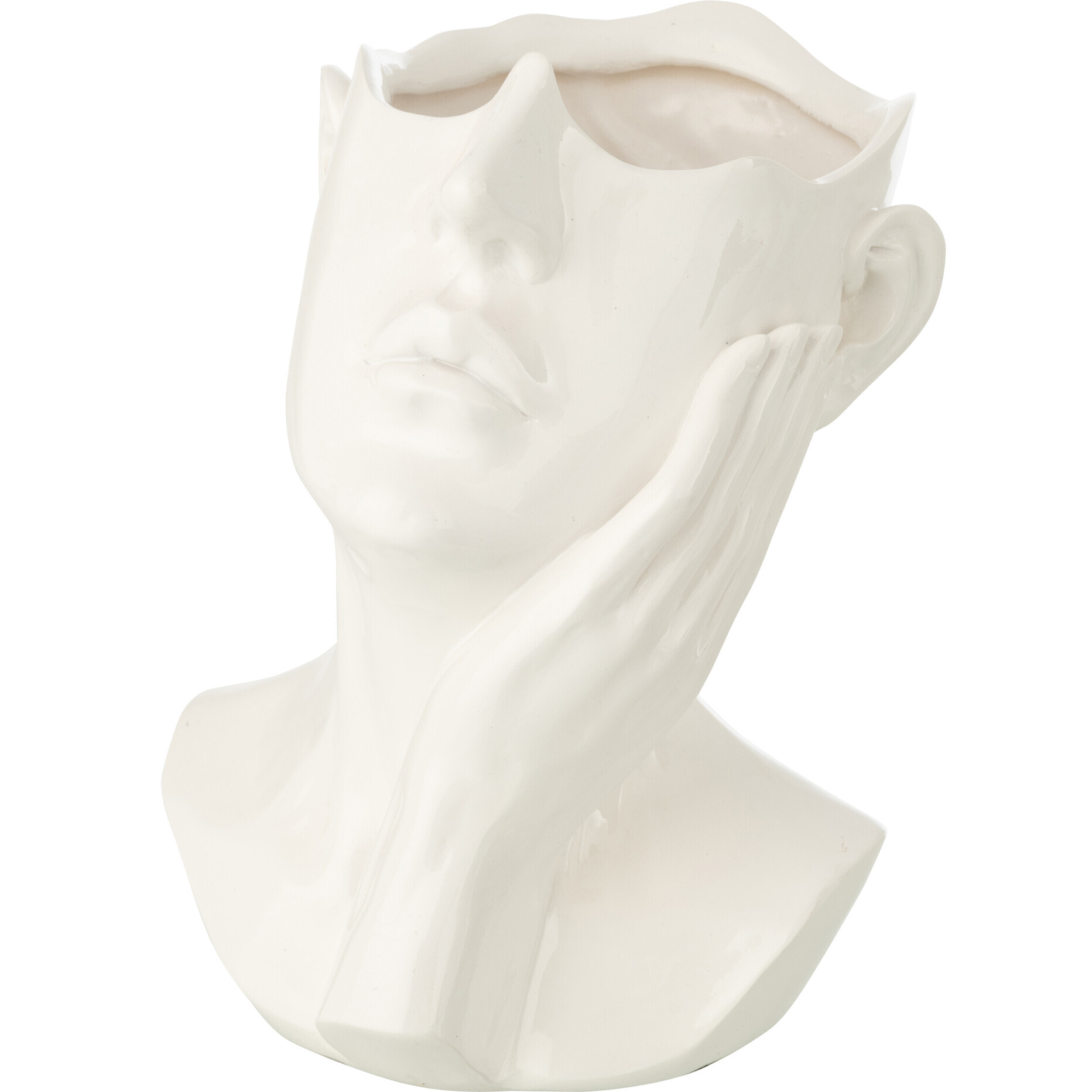 J-Line Cache-Pot Femme - polyrésine - blanc