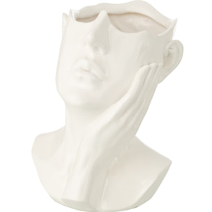 J-Line Cache-Pot Femme - polyrésine - blanc
