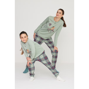 Pigiama donna yuppie christmas in caldo cotone con collo due bottoni Noidinotte