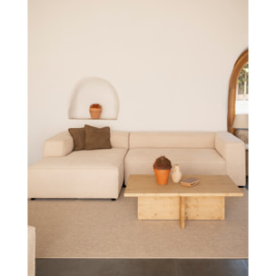 Mesa de centro de madera maciza en tono roble medio de 120x70cm Alto: 40 Largo: 120 Ancho: 70