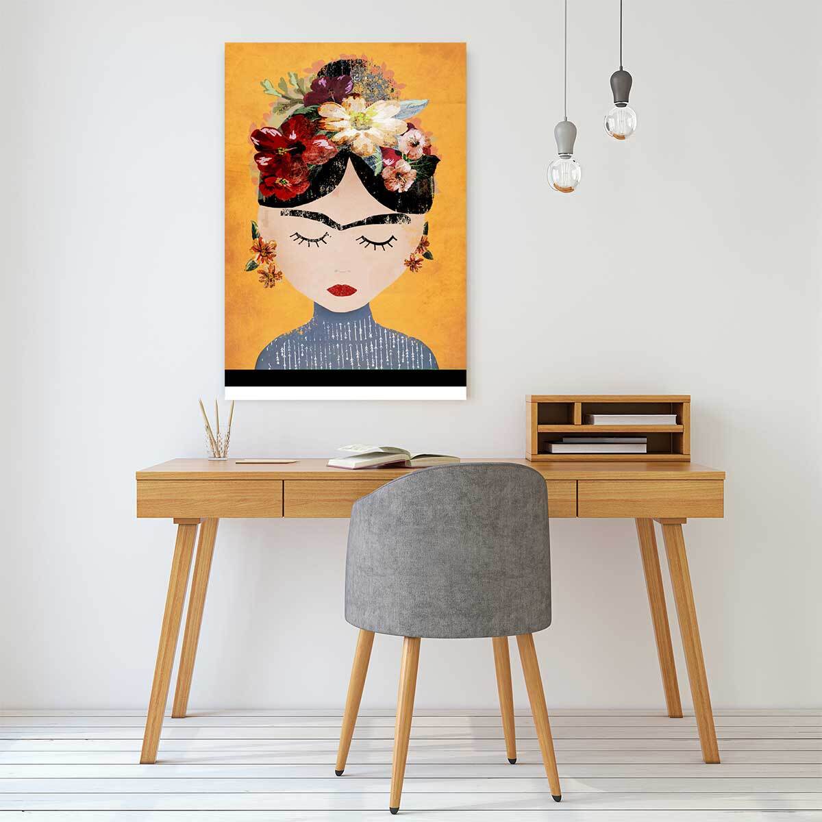 Tableau art frida kalho et sa couronne  Toile imprimée