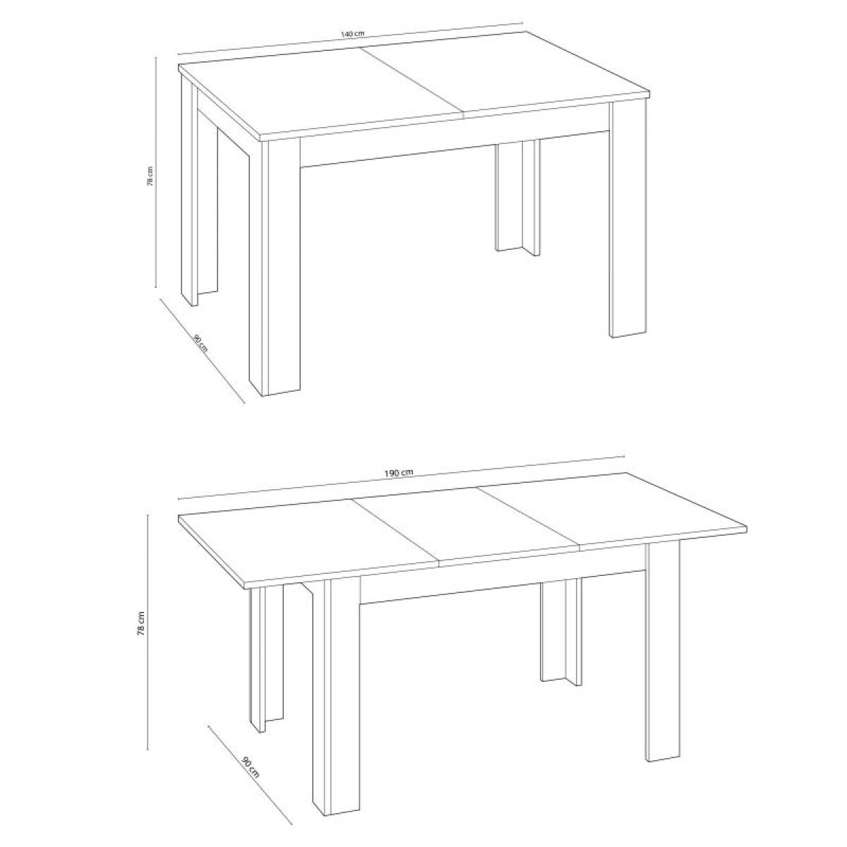 Mesa de comedor extensible Kendra 140 Blanco Artik (Blanco Mate) – Roble Alaska