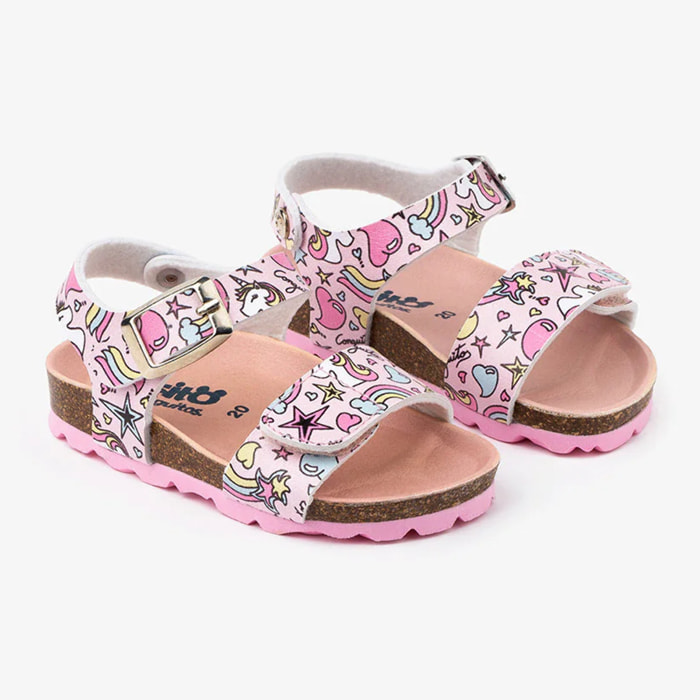 SANDALI BIO BABY CON STAMPA UNICORNO