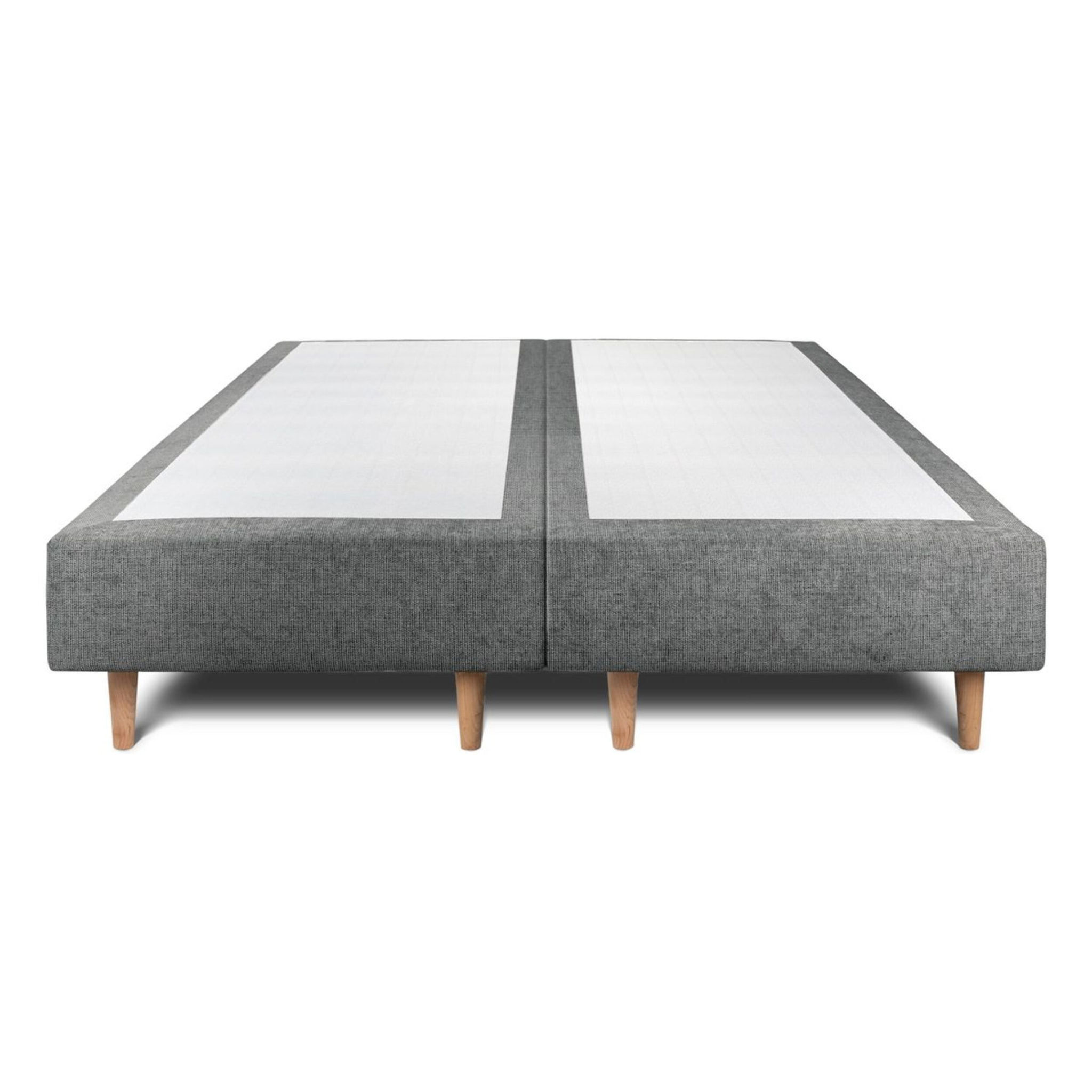 Lit avec tête de lit bandes horizontales tissu et sommier tapissier Ep20