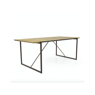Table de repas en bois massif et métal L195cm - NORDIK