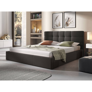 Mael - lit coffre - 180x200 - en tissu - sommier inclus - Gris Anthracite