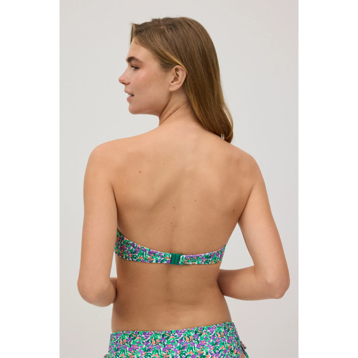 Top bikini con stampa micropiqué per coppe B e C