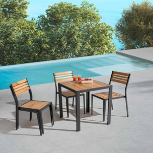 Mesa de Jardín Coral Cuadrada de Madera y Metal Negro