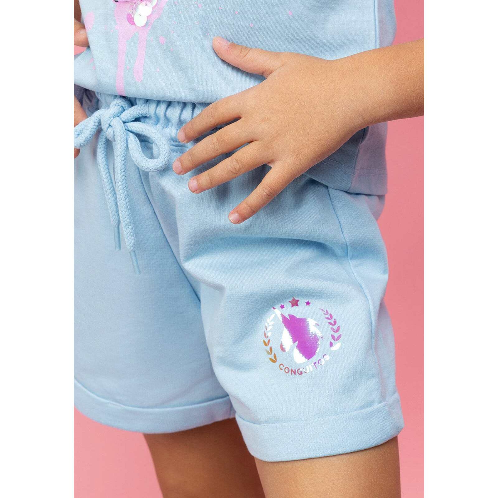 Short Deportivo De Niña En Celeste