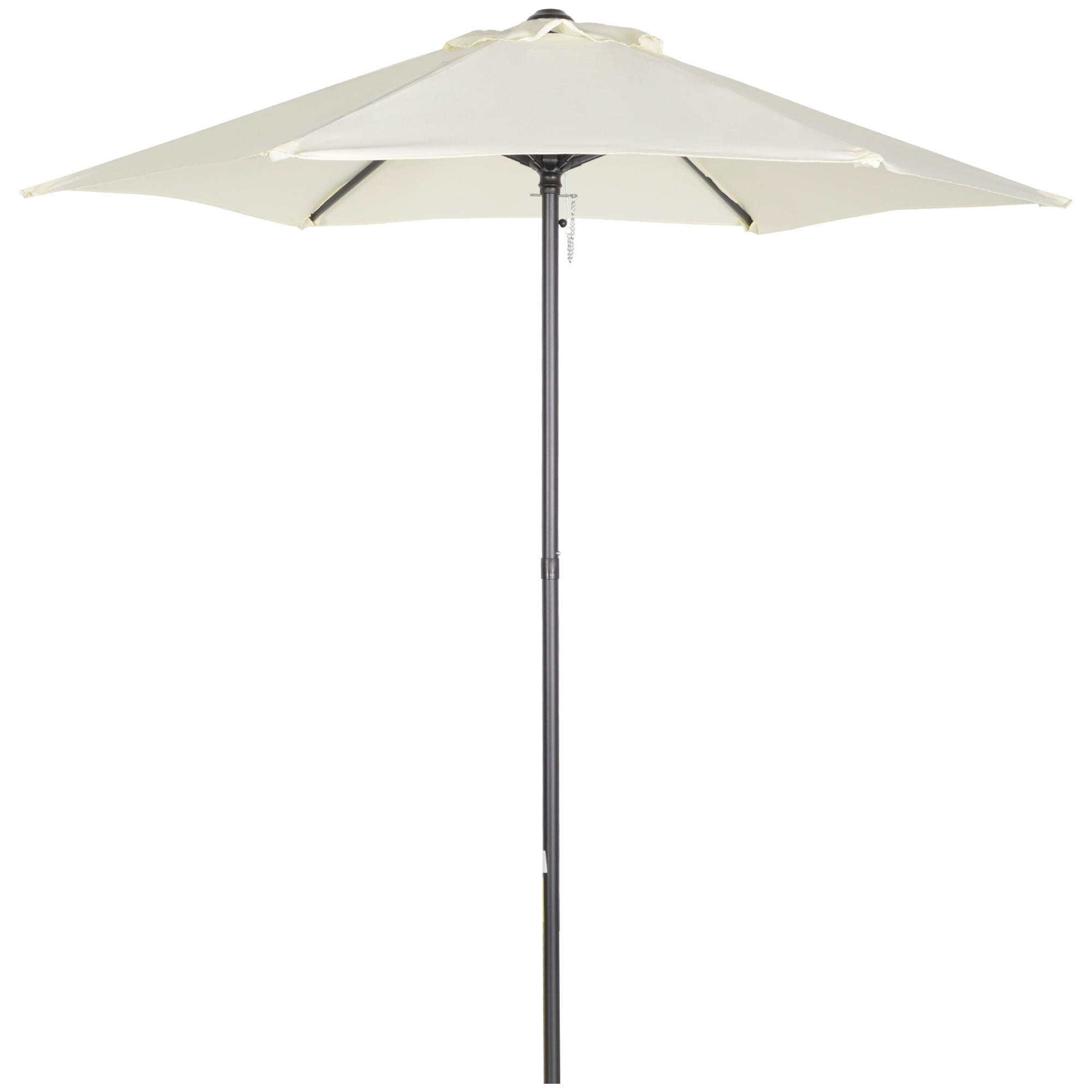 Outsunny Sombrilla Jardín Ø2x2 m Parasol de Aluminio con Poste Desmontable Beige