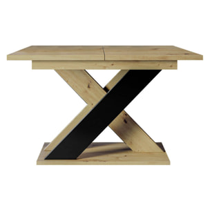 Tosca - table à manger extensible - aspect chêne clair et noir - 4 à 6 personnes - Bois / Noir