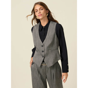 Oltre - Gilet in flanella gessata - Grigio