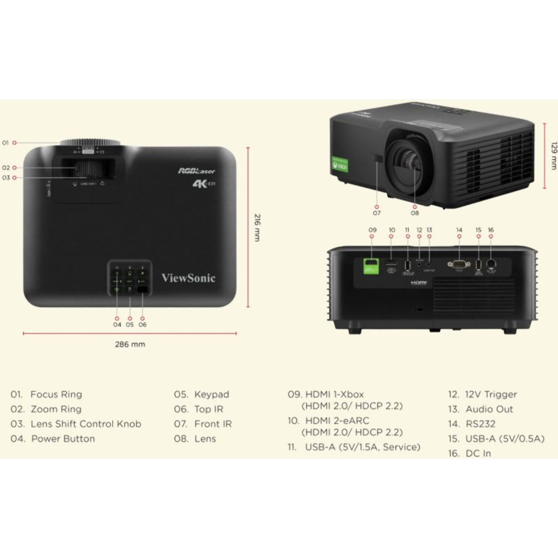 Vidéoprojecteur home cinéma VIEWSONIC LX700-4KB RGB