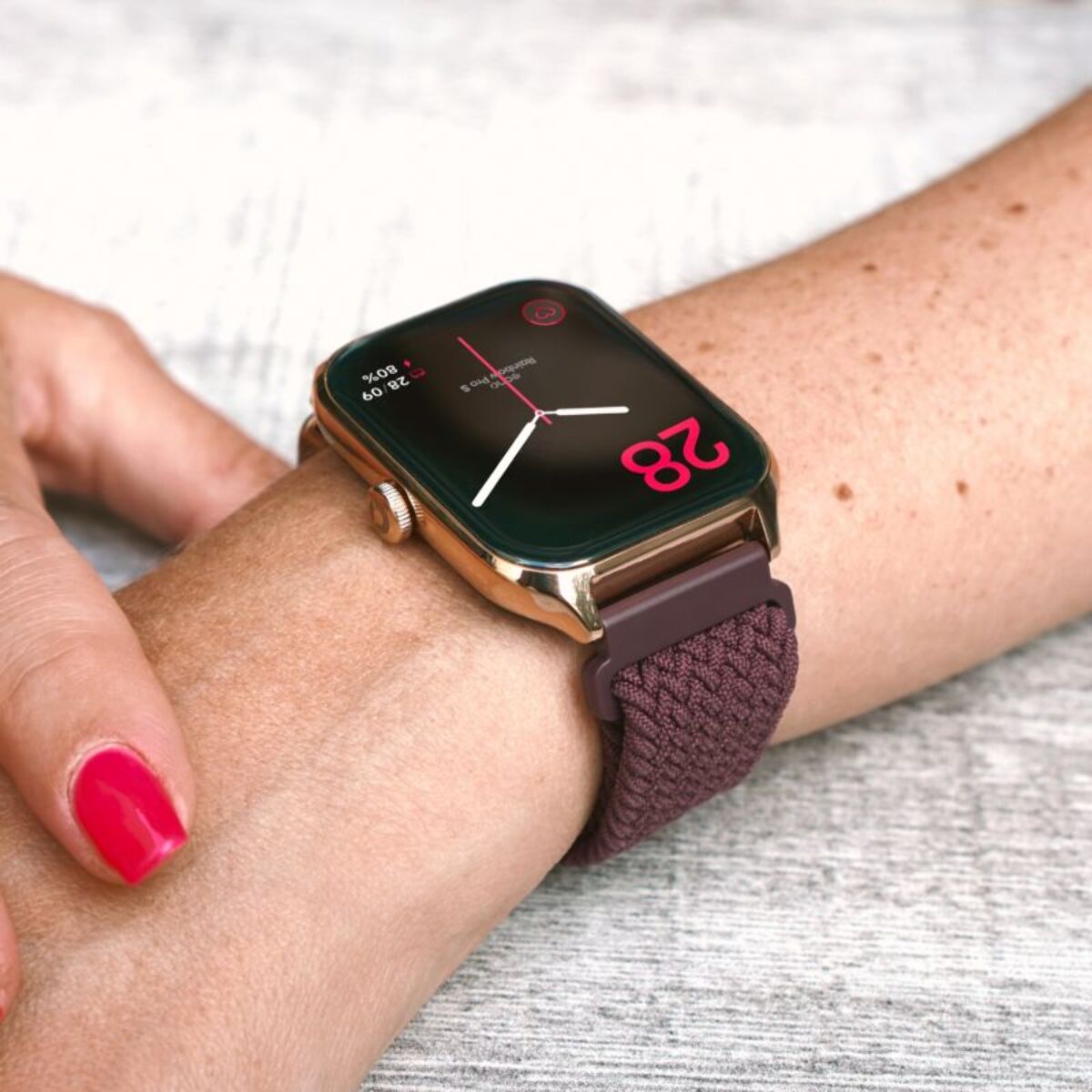 Montre connectée ECHO Rainbow ProS OrRose Silicone+BordeauNylo