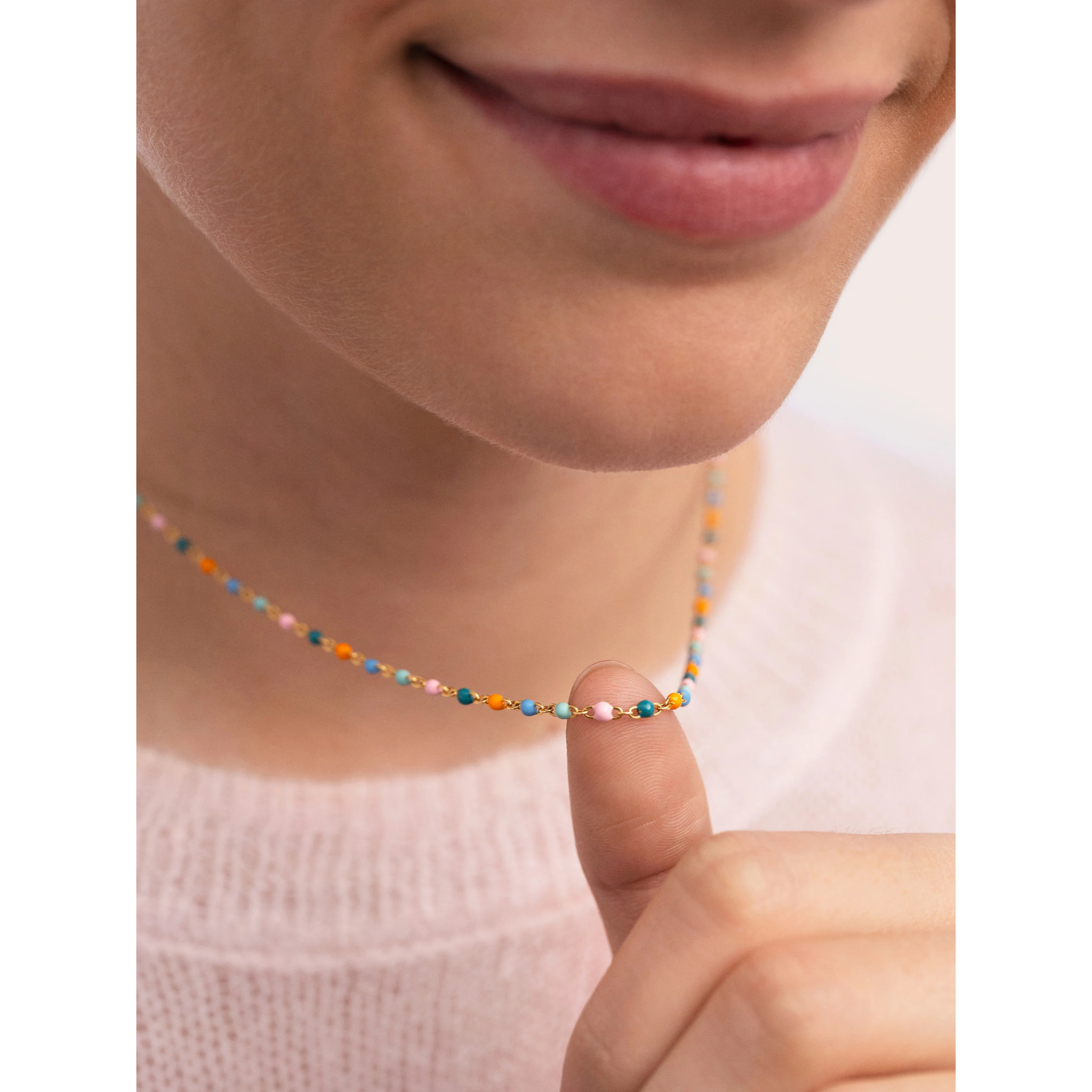 Collar Dots Alpine Enamel Acero Baño Oro